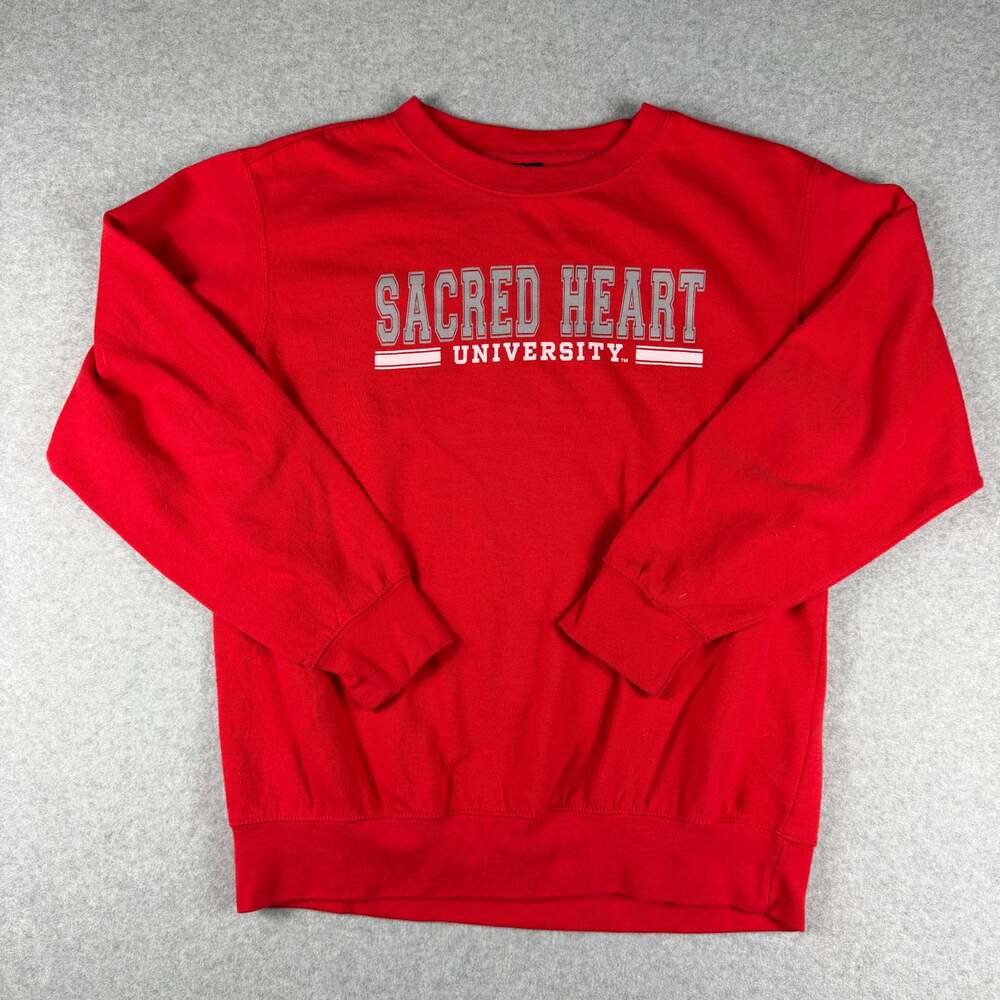 Sacred Heart University Sweatshirt L Red MV Sport Fleece Crewneck Pullover SHU